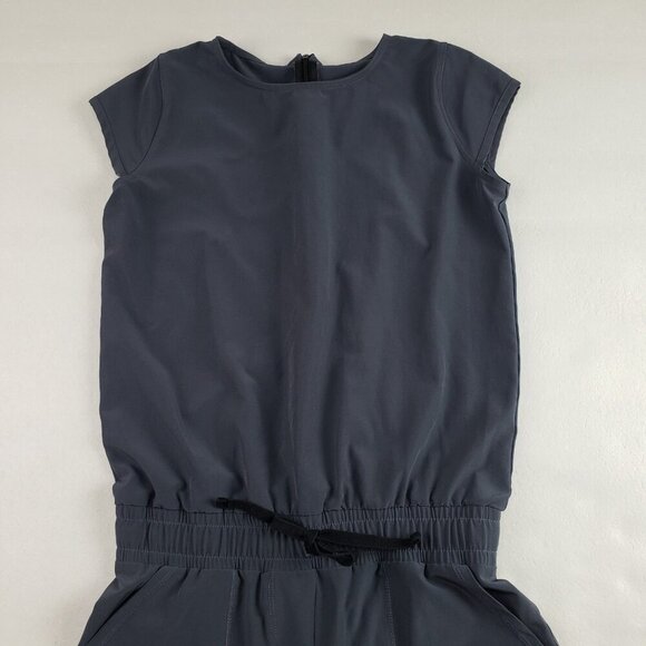 Albion Jetsetter Cap Sleeve Jumpsuit Womens XXS Gray Cinch Waist Ankle Zipper - Picture 2 of 14